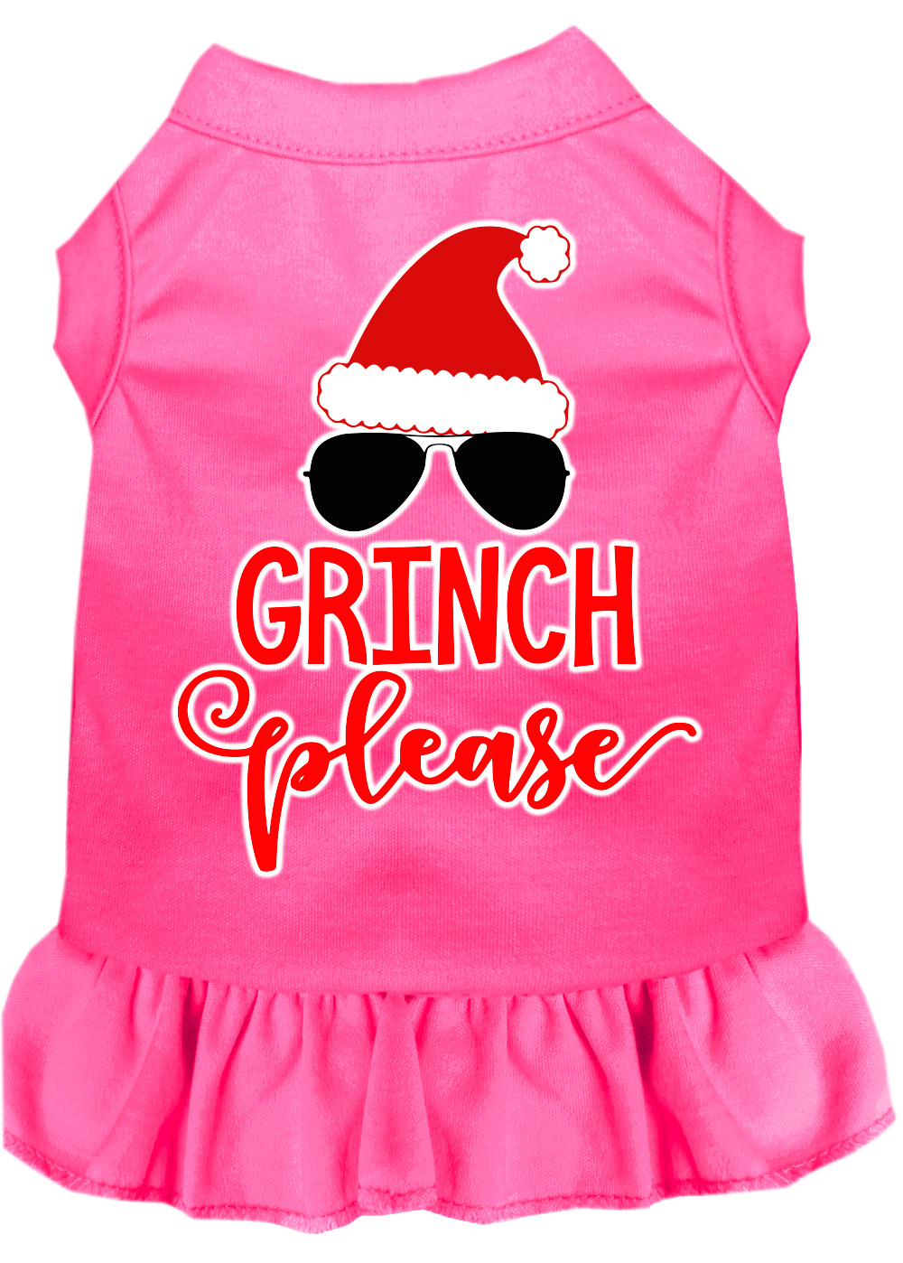 Grinch Please Screen Print Dog Dress Bright Pink Med